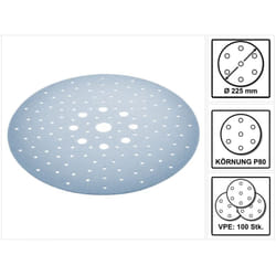 Stf D225/128 P80 GR/25 Disque abrasif P80 225 mm 100 pcs ( 4x 205655 ) pour ponceuse à long col planex lhs 2 225 eq(i), planex 225 eq, planex lhs-e