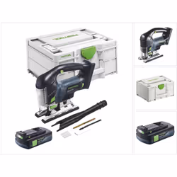 Contenu de la livraison: - 1x Festool CARVEX PSBC 420 Scie sauteuse pendulaire sans fil - 1x lame de scie à denture fine - 1x ...