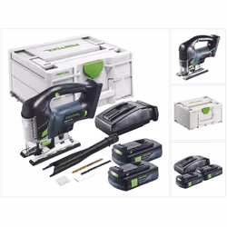 Contenu de la livraison: - 1x Festool CARVEX PSBC 420 Scie sauteuse pendulaire sans fil - 1x lame de scie à denture fine - 1x ...