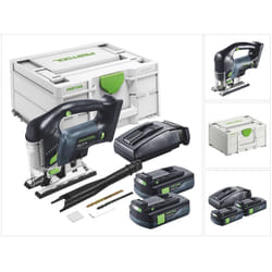 Carvex psbc 420-Basic Scie sauteuse pendulaire sans fil 18 v 120 mm Brushless + 2x batterie 3,0 Ah + chargeur + Systainer - Festool