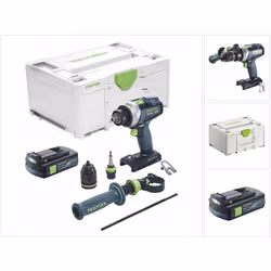 Contenu de la livraison: - 1x Festool TPC 18/4 perceuse-visseuse à percussion sans fil - 1x embout PZ 2 - 1x Porte-embout mag ...
