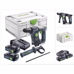 Contenu de la livraison: - 1x Festool BHC 18 marteau perforateur sans fil - 1x poignée supplémentaire - 1x butée de profondeu ...