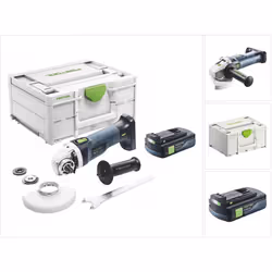 Contenu de la livraison: - 1x Festool AGC 18-125 Meuleuse d'angle sans fil - 1x bride BF-AGC 18 - 1x clé KF-AGC 18 - 1x écrou ...