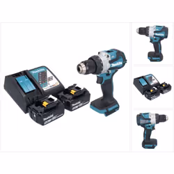 Contenu de la livraison: - 1x Makita DHP 489 perceuse-visseuse à percussion sans fil - 2x Makita BL 1850 B 18 V 5,0 Ah - 1x M ...