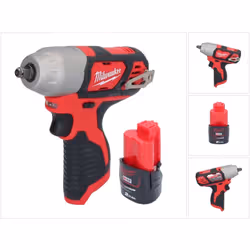 Contenu de la livraison: - 1x Milwaukee M12 BIW38 Clé à choc sans fil 12 V - 1x Milwaukee M12 B2 12 V 2,0 Ah Li-Ion batterie  ...