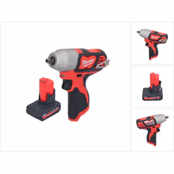 Contenu de la livraison: - 1x Milwaukee M12 BIW38 Clé à choc sans fil 12 V - 1x Milwaukee M12 HB5 Batterie Li-Ion haute capac ...