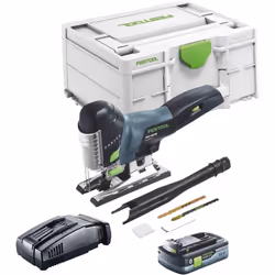 Contenu de la livraison: - 1x Festool CARVEX PSC 420 Scie sauteuse pendulaire sans fil - 1x lame de scie à denture fine - 1x  ...