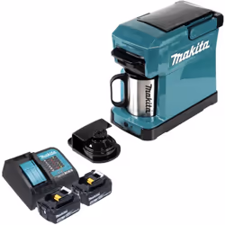 Contenu de la livraison: - 1x Makita DCM 501 Cafetière sans fil - 1x Makita tasse - 2x Makita BL 1840 B batterie 18 V 4,0 Ah  ...