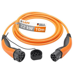 Type 2 Câble de Recharge, jusqu'à 22 kW, 10 m, orange, (5555931037) 32 A, triphasé, pour la recharge de voitures hybrides et électriques avec