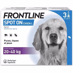 Frontline Spot On chien - Anti-puces anti-tiques pour chien L - 20-40kg - 3 pipettes - TU