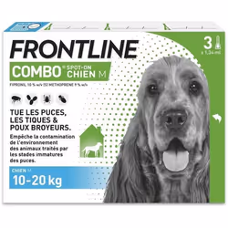 Frontline Combo chien - Anti-puces anti-tiques pour chien M - 10-20kg - 3 pipettes