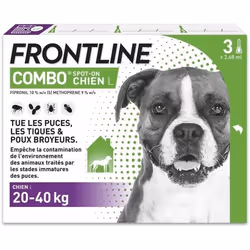 Frontline Combo chien - Anti-puces anti-tiques pour chien L - 20-40kg - 3 pipettes - TU
