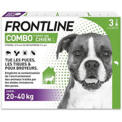 Frontline Combo chien - Anti-puces anti-tiques pour chien L - 20-40kg - 3 pipettes - TU