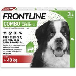 Frontline Combo chien - Anti-puces anti-tiques pour chien XL - 40-60kg - 3 pipettes - TU