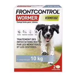 Vermifuge - Frontcontrol - Wormer - 2 Comprimés - Efficace contre les vers - Pour chiens