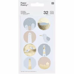 Rico Design 300003, Feuille, Papier, Or, Gris, Rose, Blanc, Oiseau, Poisson, Gloss, 32 pièce(s), 4 feuilles