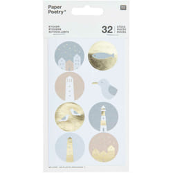 Rico Design 300003 autocollant décoratif Feuille, Papier Or, Gris, Rose, Blanc 32 pièce(s)