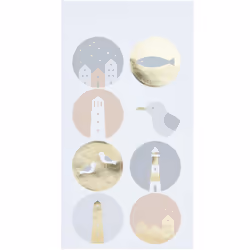 Rico Design 300003 autocollant décoratif Feuille, Papier Or, Gris, Rose, Blanc 32 pièce(s)