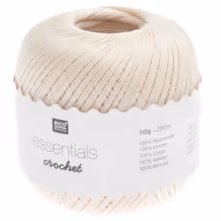 Fil à crocheter - RICO DESIGN - Essentials crochet - Crème - 50 g - 100% coton
