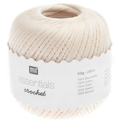 Fil à crocheter - RICO DESIGN - Essentials crochet - Crème - 50 g - 100% coton