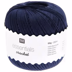 Fil à crocheter - RICO DESIGN - Essentials crochet - 50 g - 100% coton - Bleu nuit
