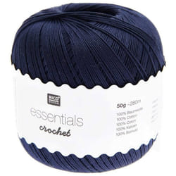 Fil à crocheter - RICO DESIGN - Essentials crochet - 50 g - 100% coton - Bleu nuit