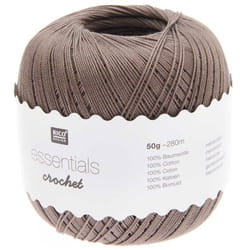 Fil à crocheter - RICO DESIGN - Essentials crochet - 50 g - 100% coton - Couleur taupe