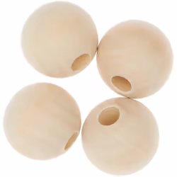Rico Design 500214, Bois, Naturel, Perle ronde, 4 pièce(s)