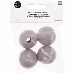 Rico Design 500223 perle Perle ronde Bois Gris 4 pièce(s)