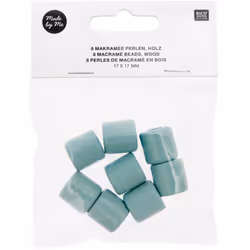 Rico Design 500225 perle Perle carrée Bois Turquoise 8 pièce(s)