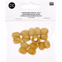 Rico Design 500228 perle Perle ronde Bois Jaune 8 pièce(s)