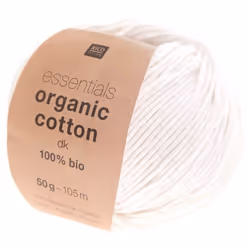 Fil à tricoter Rico Design - Essentials Organic Cotton Dk - 50 g - Plusieurs coloris disponibles 01 - Blanc