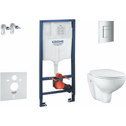 Grohe - Solido - Set d'installation murale, toilettes et siège Bau Ceramic, softclose, bouton Even, chrome SANI15BB1100