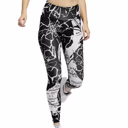 Legging Noir/Blanc Femme Adidas Flower
