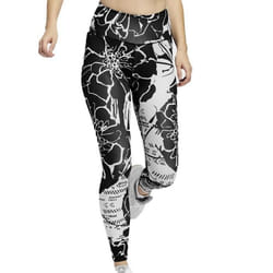 Legging Noir/Blanc Femme Adidas Flower
