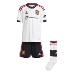 Mini-Kit Extérieur Enfant Manchester United Adidas 2022/2023 - Blanc - Manches courtes - Football