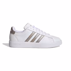 Chaussures basses cuir ou simili Grand court 2.0 - Adidas - Fille - Blanc - Lacets - Enfant - Plat