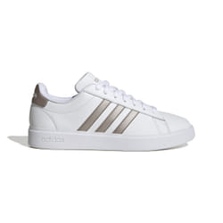 Chaussures basses cuir ou simili Grand court 2.0 - Adidas - Fille - Blanc - Lacets - Enfant - Plat