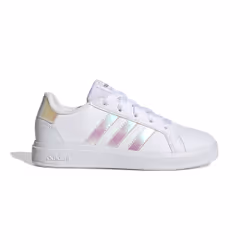 Baskets - ADIDAS - Grand Court K - Mixte - Enfant - Blanc - Lacets - Synthétique - Plat