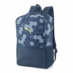 PUMA Sac à dos bleu foncé blanc pour femme et homme - Beta Backpack Dark Night-Logo Hexagon AOP 213051