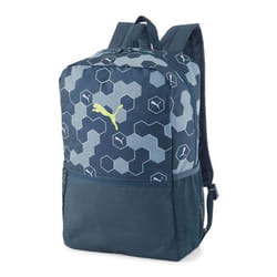 PUMA Sac à dos bleu foncé blanc pour femme et homme - Beta Backpack Dark Night-Logo Hexagon AOP 213051