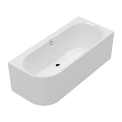 Baignoire murale semi-îlot d'angle Oberon 2.1 blanc brillant version droite