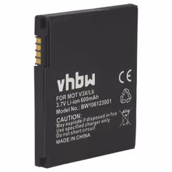 vhbw Batterie remplacement pour Motorola 77865 BC50 CFNN1043 CFNN7007 SNN5779 SNN5779A pour smartphone (600mAh 37V Li-ion)