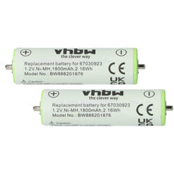 Vhbw - 2x Batteries pour rasoirs/tondeuses compatible avec Braun Series 1, Series 3, SmartControl (1800mAh, 1,2V, NiMH)