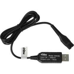 Vhbw - Câble de charge compatible avec Philips QT4000/13, QT4000/15, QT4000/42, QT4005/13, QT4005/15 rasoir - Câble d'alimentation, 120 cm, noir