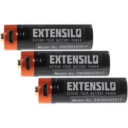 Extensilo - 3x Piles rechargeables aa mignon (aa) avec prise micro-USB (920mAh, 1,5V, Li-ion)