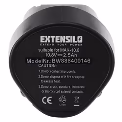 EXTENSILO Batterie compatible avec Makita JV100DZ LC01 LC01Z LC01ZX LCT204 LCT204W outil électrique (2500 mAh Li-ion 108 V)