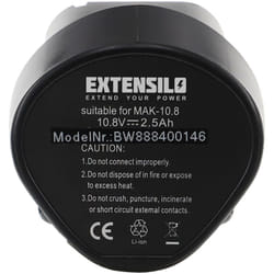 Extensilo - Batterie compatible avec Makita Softshell 10,8 v veste chauffante, STEXMR051 outil électrique (2500 mAh, Li-ion, 10,8 v)