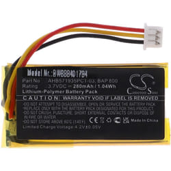 vhbw Batterie remplacement pour Sennheiser BAP 800, CP-SN800 pour amplificateur stéréo, Hifi (280mAh, 3,7V, Li-polymère)