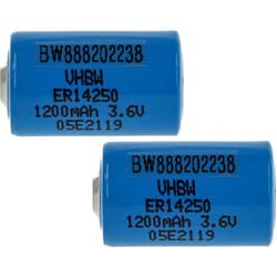 2x Piles au lithium ER14250 remplacement pour 1/2AA, 1770-XZ, 3B26, 418-0076, 60-0576-100 - Piles spéciales (1200mAh, 3,6V, Li-SOCl2) - Vhbw
